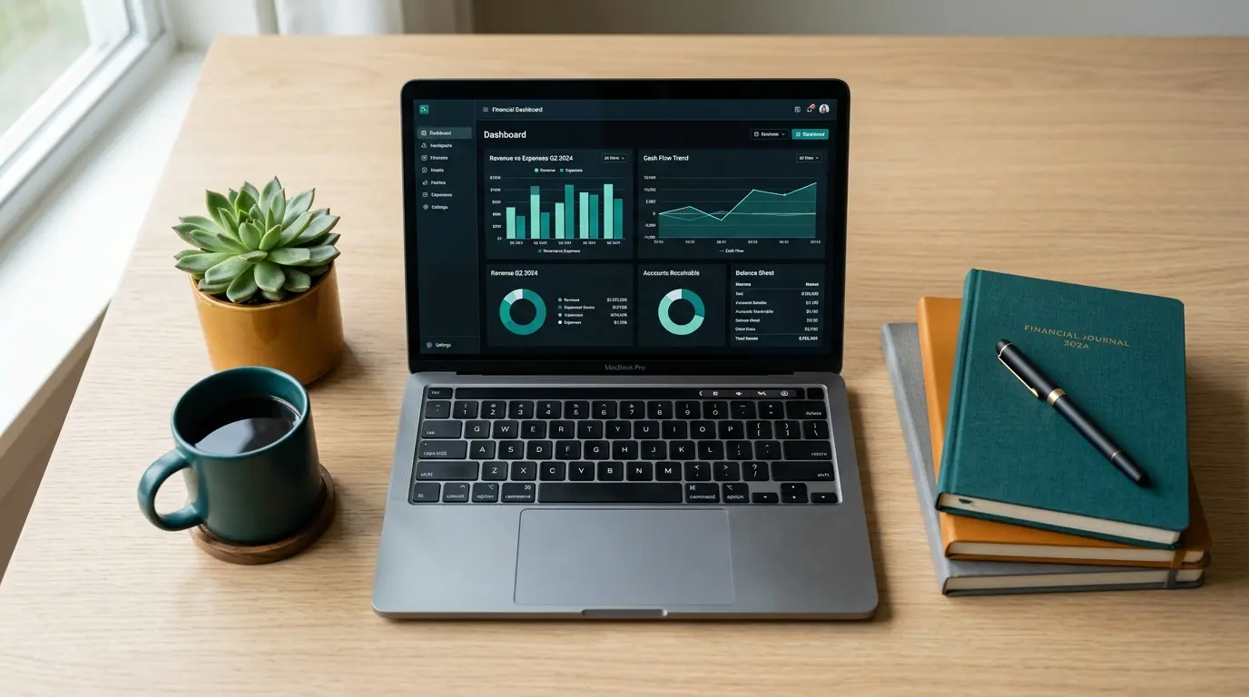 Bookkeeper at a clean, organised desk